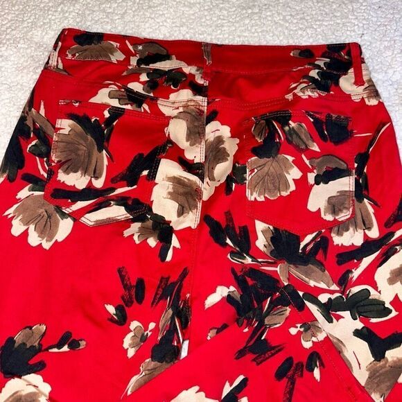 Chicos Women’s Platinum Jegging Pants Red Tan Floral Pattern Size 2 (Womens Size - Picture 7 of 12